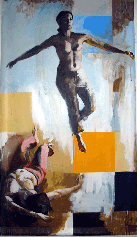 Tyvec Bannr painted for the Prayssac Banner competition (Lot, France) on the theme of dance